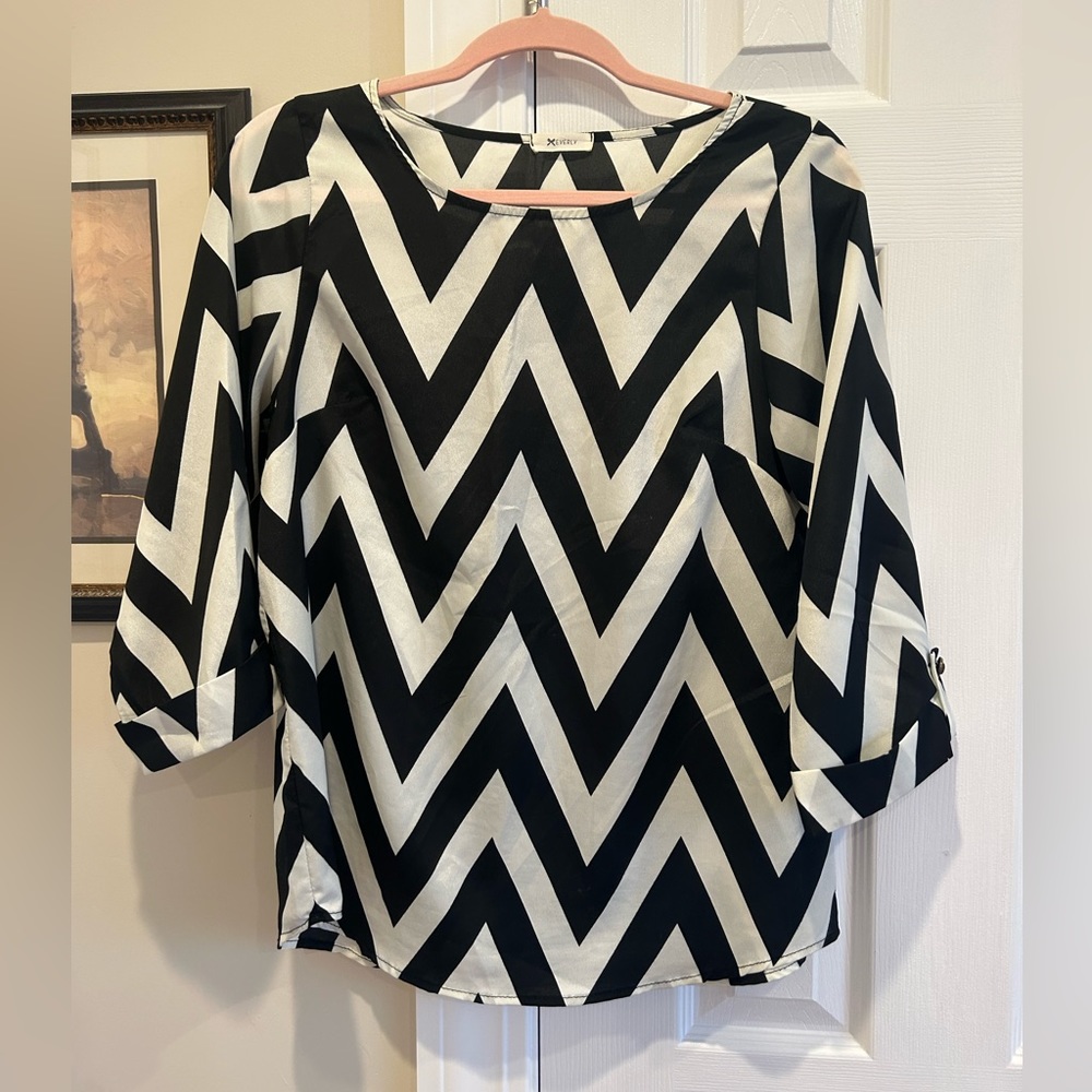 Chevron Semi Sheer Blouse